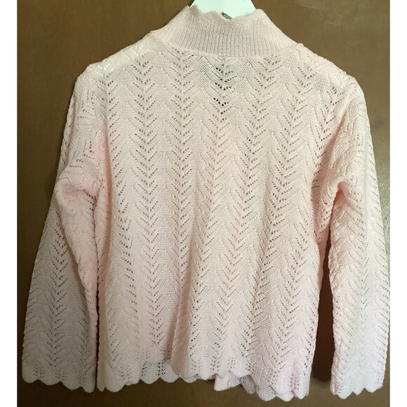 Vintage Cardigan Sweater Womens Size 40/42 M Italy Lace Knit Buttons Pink - Picture 3 of 10